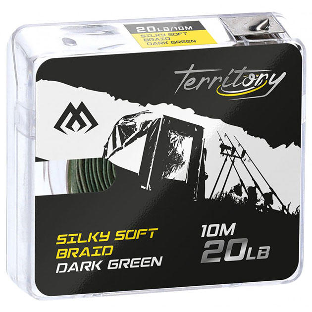 AMC-SSB30/DG Поводочный плетеный шнур "Mikado -Territory" SILKY SOFT BRAID мягкий (30LB, 10м) тёмно-зелёный
