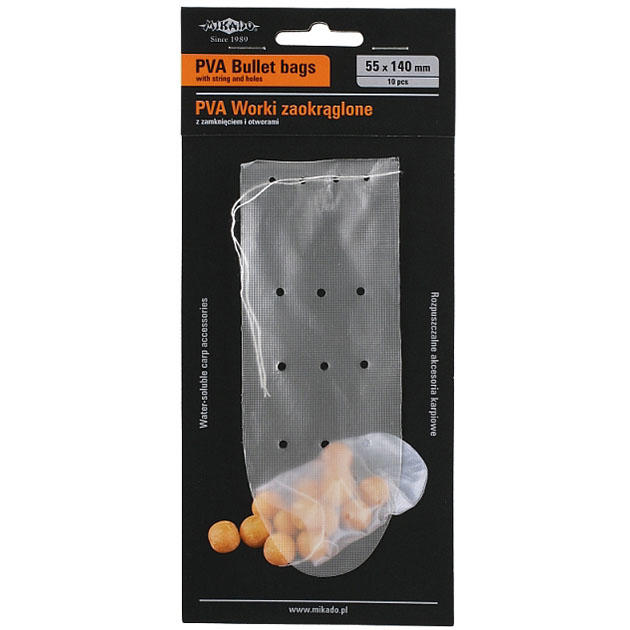 Арт.APV-BB 65x190SH Пакеты ПВА 10шт.(округлые, с затяжкой и отверстиями) 65х190мм "Mikado"