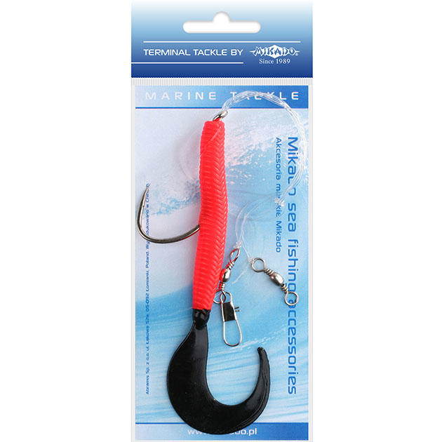 LS-A060-14-03 Готовая оснастка "Mikado" на треску  PILK TWIST RIG (14cm, крюч. №8/0) красно-чёрный