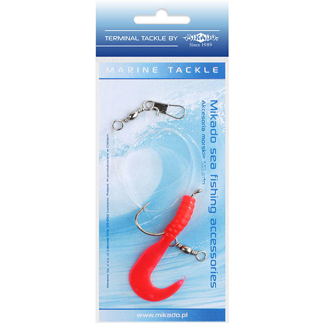 LS-A060-5.5-01 Готовая оснастка "Mikado" на треску  PILK TWIST RIG (5,5cm, крюч. №4/0) красный