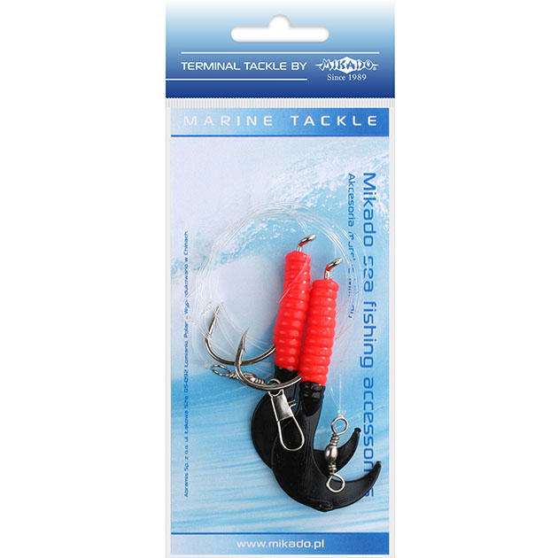 LS-A075-7.5-03 Система поводков "Mikado" на треску  PILK D-TWIST RIG (2 x 7,5cm, крючки №6/0) красно-чёрный
