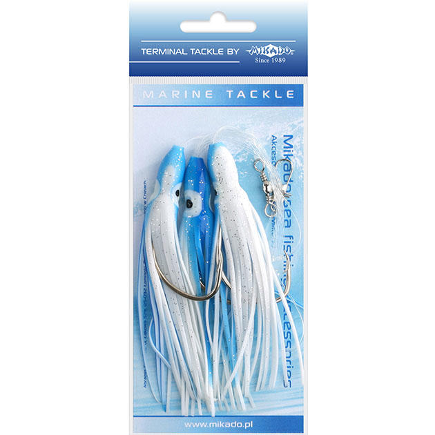 Арт.LS-A140-06 Поводки " Mikado " для морской рыбалки OCTOPUS RIG 10cm, крючки 3 х №7/0 (сине-белые)