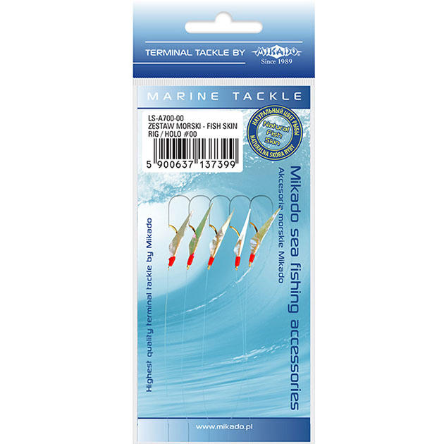 Арт.LS-A700-00 Система поводков " Mikado " для морской рыбалки FISH SKIN RIG / HOLO #00, крючки №8