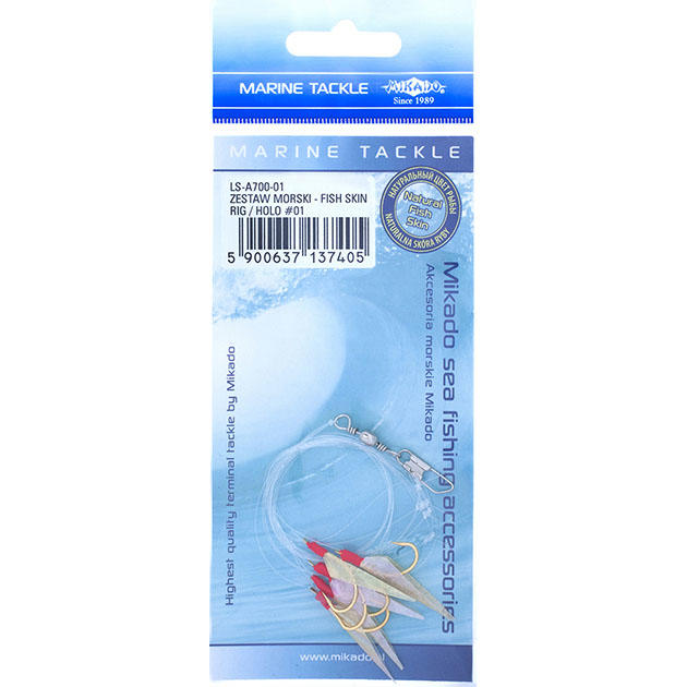 Арт.LS-A700-01 Система поводков " Mikado " для морской рыбалки FISH SKIN RIG / HOLO #01, крючки №4