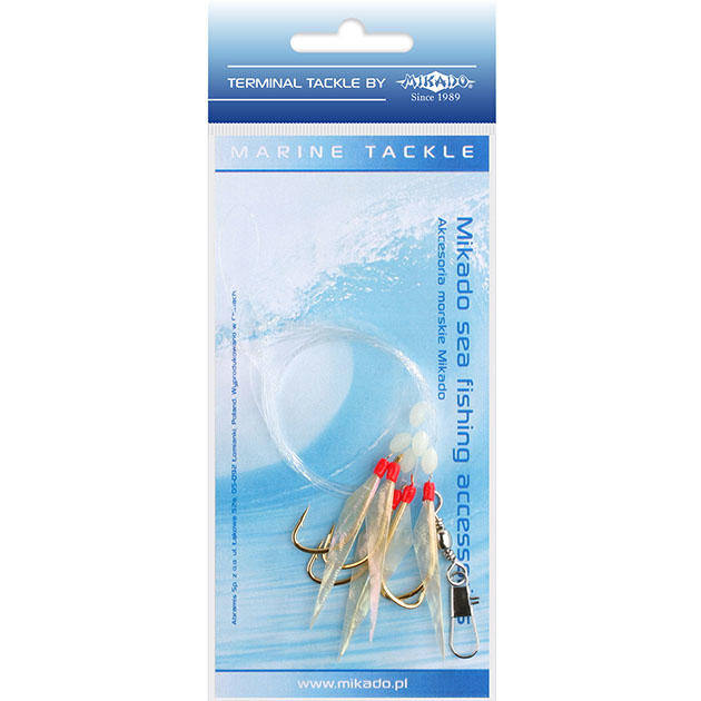 Арт.LS-A700-04 Система поводков " Mikado " для морской рыбалки FISH SKIN RIG / HOLO #04, крючки № 4