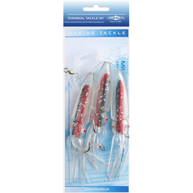 Арт.LS-C167 Поводки " Mikado " для морской рыбалки SQUID RIG 12cm, крючки 3 х №6/0