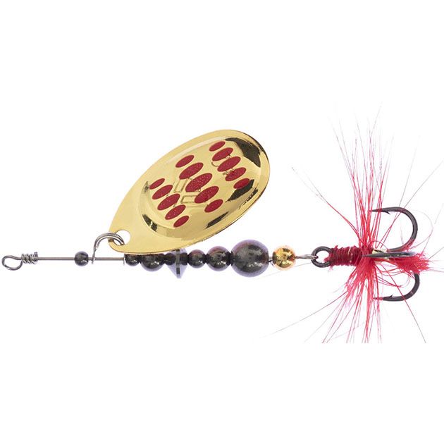 Арт.PMB-HYP-5-GR Блесна вращ. "Mikado" HYPNOTIC № 5 - GOLDEN RED (13,4г.; тройник BKK) с красной кисточкой