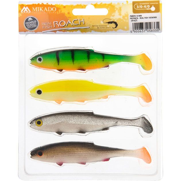 PMRFR-10-MIX Силикон. приманка ПЛОТВА "Mikado" REAL FISH / ROACH -10cm, ассорти. (4шт.) креветка