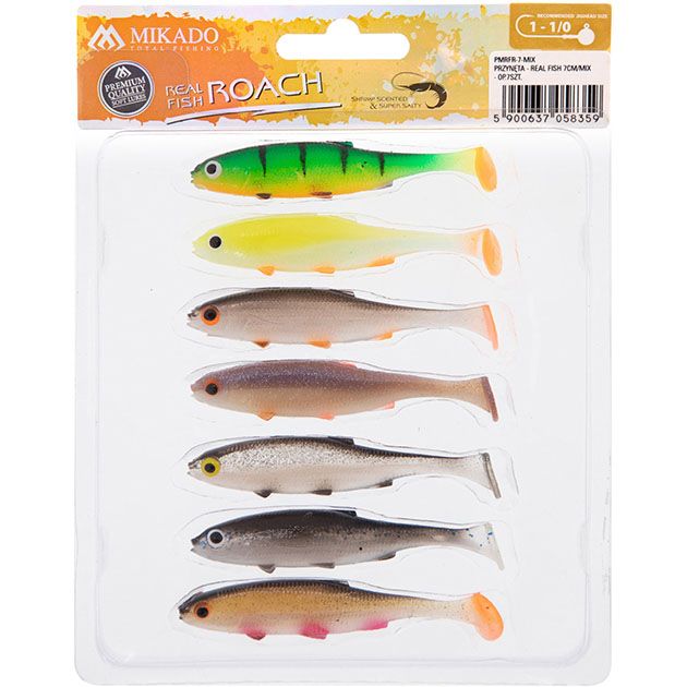 PMRFR- 7-MIX Силикон. приманка ПЛОТВА "Mikado" REAL FISH / ROACH -7cm, ассорти. (7шт.) креветка