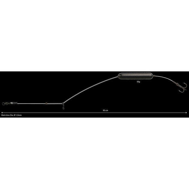 SMCT-007-50 Поводок(монтаж) на сома "Mikado" EARTH WORM READY RIG (поплавок 50г., тройник №2) прочность - 78кг