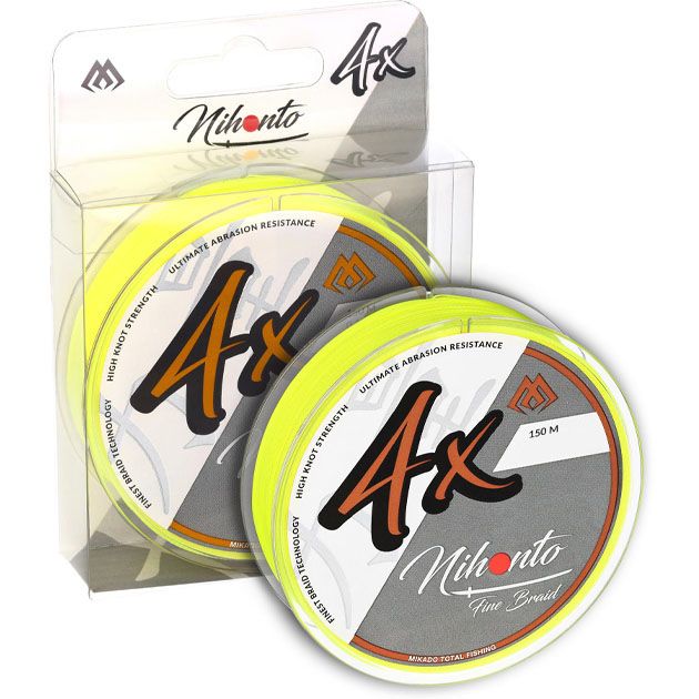 Плетеный шнур " Mikado " NIHONTO FINE BRAID FLUO 0,06 (150м) - 3,25кг (+силиконовые приманки)