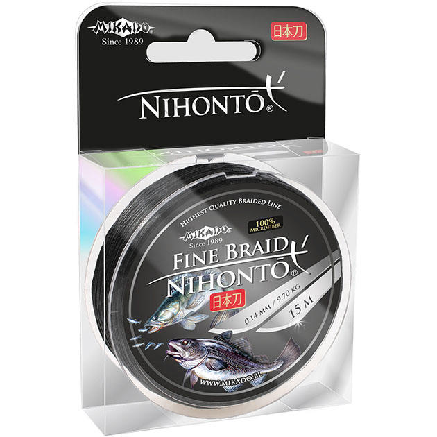 Плетеный шнур " Mikado " NIHONTO FINE BRAID BLACK 0,12 ( 15м ) - 8,80кг