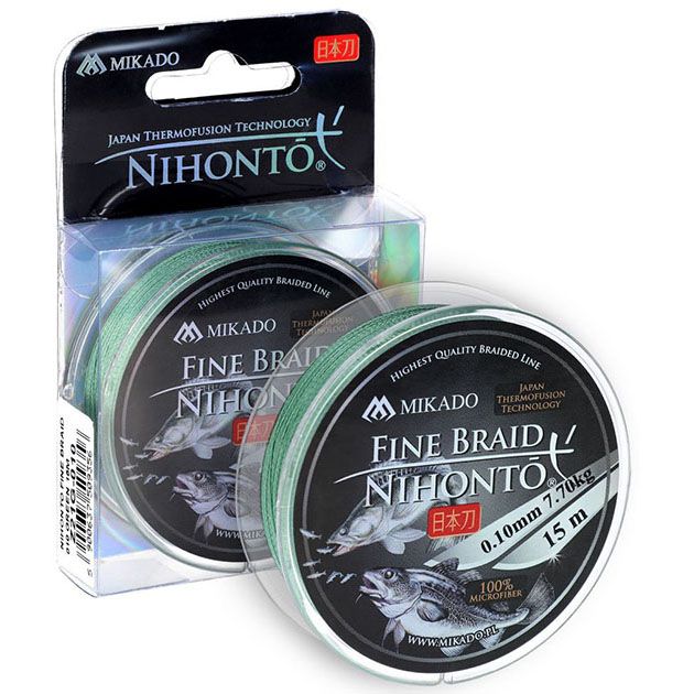 Плетеный шнур " Mikado " NIHONTO FINE BRAID GREEN 0,25 ( 15м ) - 20,90кг