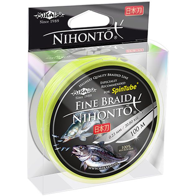 Плетеный шнур " Mikado " NIHONTO FINE BRAID FLUO 0,40 (100м) - 34,90кг