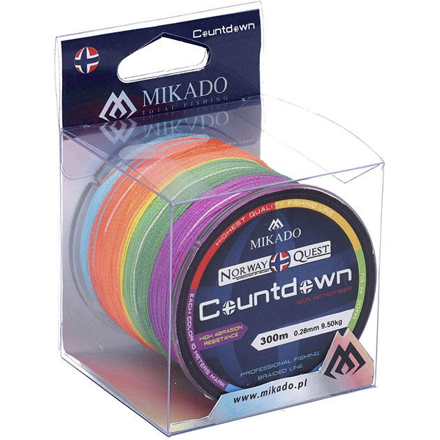 Плетеный шнур "Mikado" NORWAY QUEST COUNTDOWN 0,40 MULTICOLOR (300м) - 34,90кг