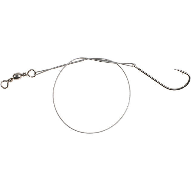 Арт.ZG11-012-30 Поводок X-Plode "Mikado" стальной многожил. с крюком №2 (уп.30 шт.) вертлюг №5, 10кг / 15см,20см,25см