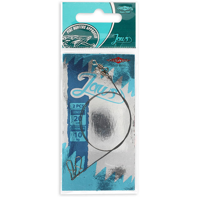 Арт.ZGJ04-25-15 Поводок "Mikado" JAWS WOLFRAMOWY MEDIUM (вольфрам, 25см, 15кг.) 2 шт.